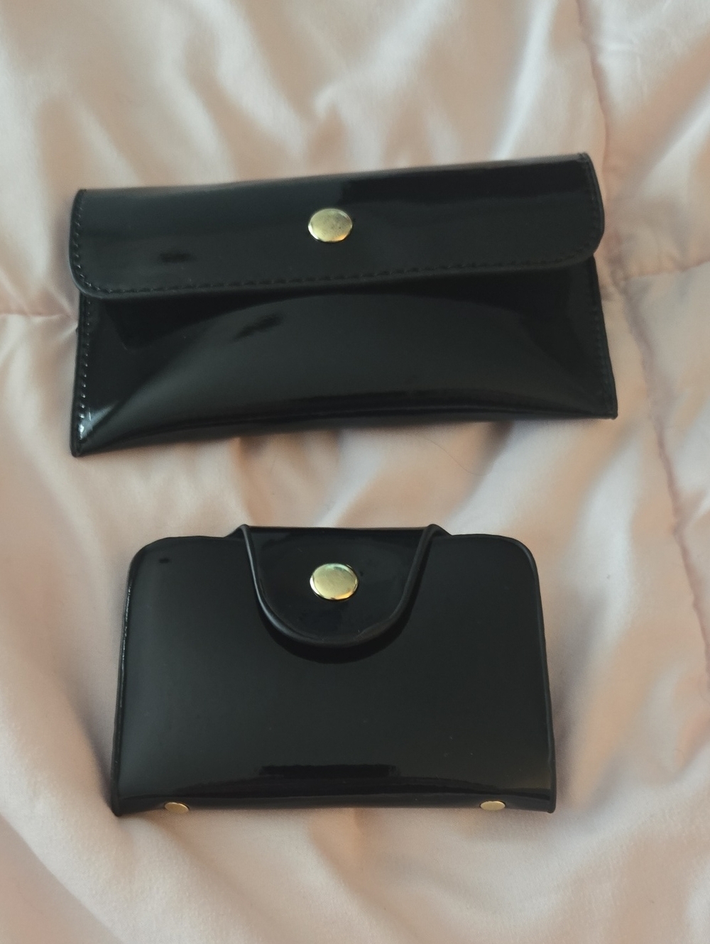 Black Patent Leather Phone Accessory Pouches - Unbranded